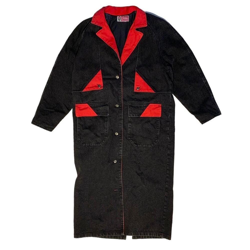 Cameo Rose VTG 80s Denim Duster Rodeo Cowgirl Jacket Womens Large